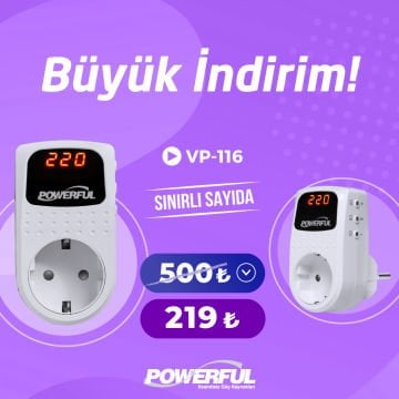 Powerful VP-116 3500W Tekli Gerilim Koruma Prizi