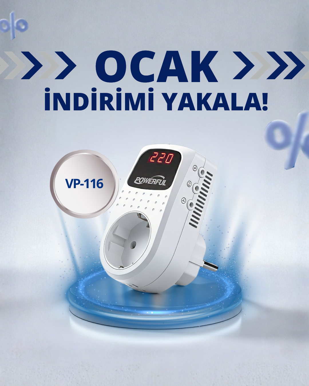 Powerful VP-116 3500W Tekli Gerilim Koruma Prizi