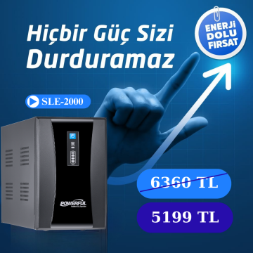 Powerful SLE-2000 2000VA 1200W 2*12V 9Ah Akülü Line Interactive UPS Kesintisiz Güç Kaynağı