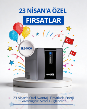 Powerful SLE–1000 1000VA 600W 2*12V 7Ah Akülü Line Interactive UPS Kesintisiz Güç Kaynağı