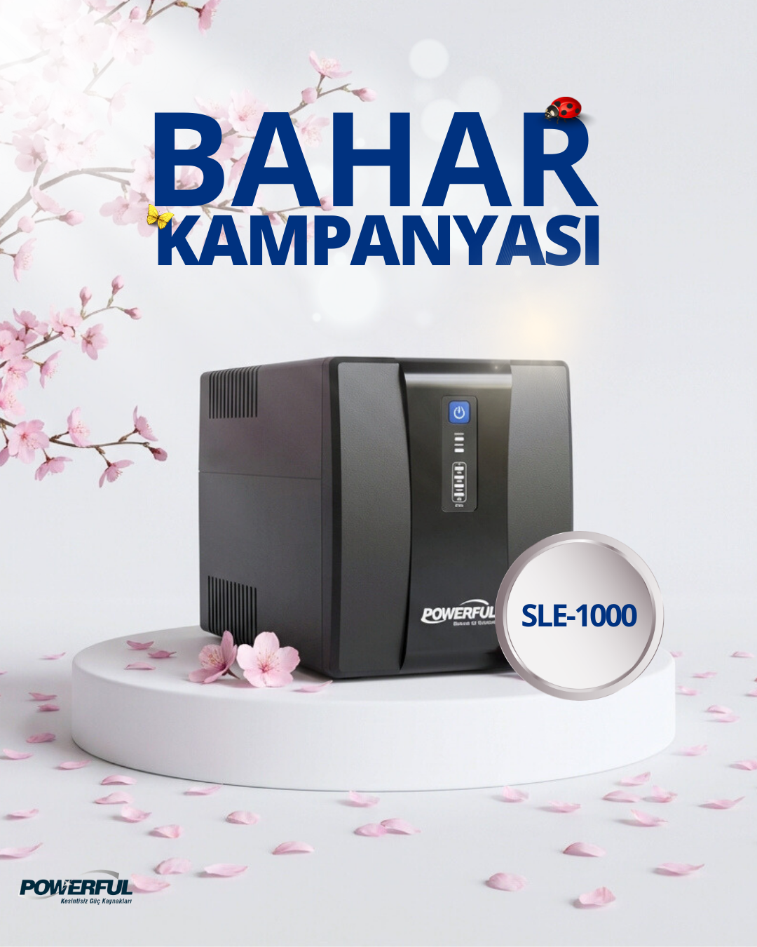 Powerful SLE–1000 1000VA 600W 2*12V 7Ah Akülü Line Interactive UPS Kesintisiz Güç Kaynağı