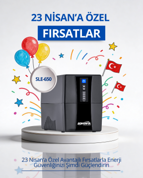 Powerful SLE-650 650VA 360W 1*12V 7Ah Akülü Line Interactive UPS Kesintisiz Güç Kaynağı