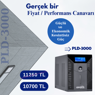 Powerful PLD-3000 3000VA 1800W  4*12V 9Ah Akülü Line Interactive UPS Kesintisiz Güç Kaynağı