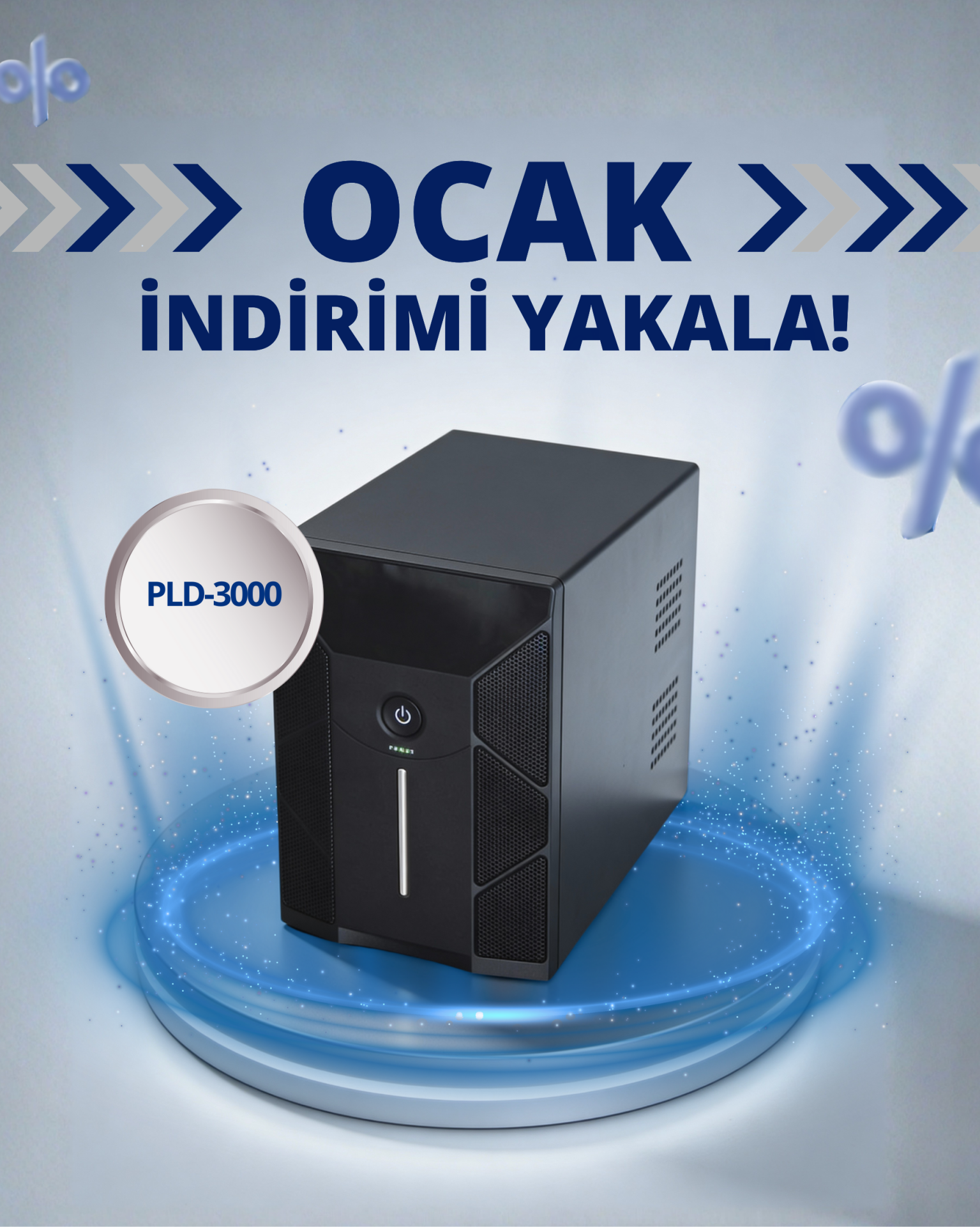 Powerful PLD-3000 3000VA 1800W  4*12V 9Ah Akülü Line Interactive UPS Kesintisiz Güç Kaynağı
