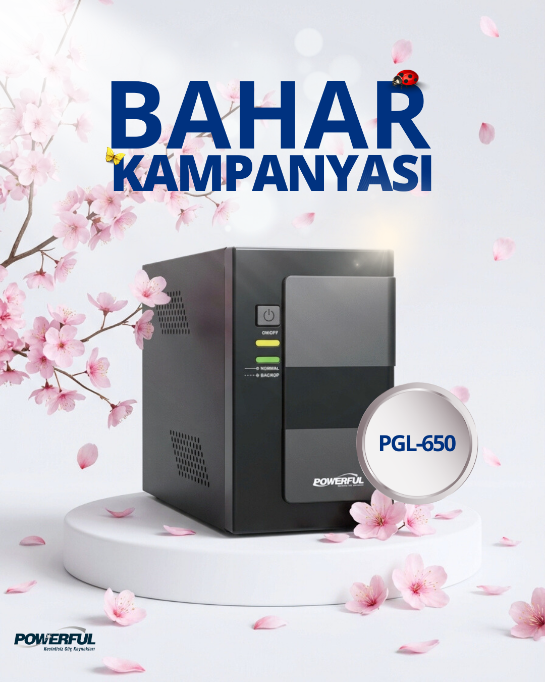 Powerful PGL-650 650VA 330W  ( NAS HABERLEŞMELİ ) Lityum İyon Pil Line Interactive UPS Kesintisiz Güç Kaynağı 