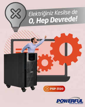 Powerful PSP-3120 3F/1F 20 KVA Online Ups Kesintisiz Güç Kaynağı Aküsüz