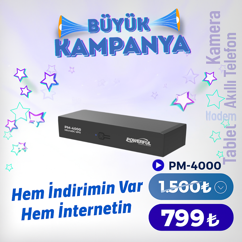 Pm-4000 4000mAH Lityum Pil Mıcro Dc Modem Ups Kesintisiz Güç Kaynağı