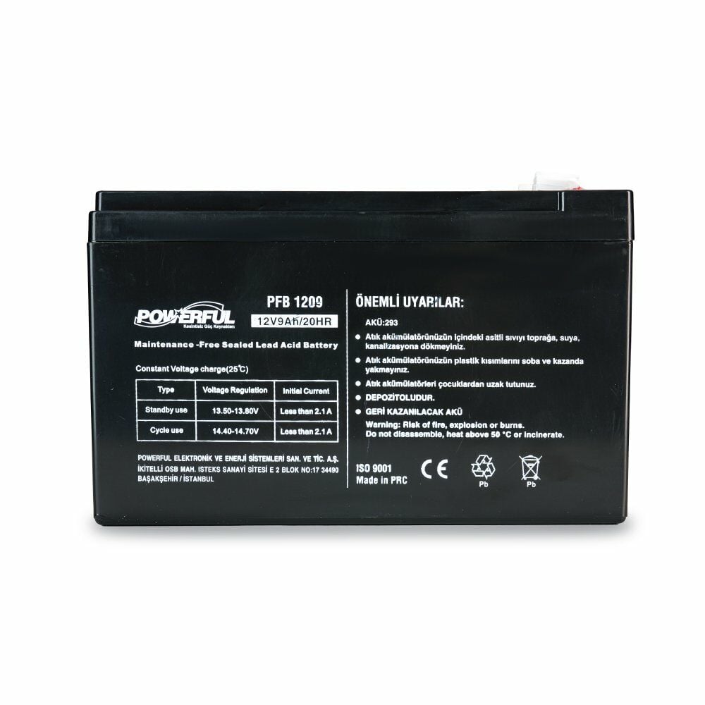 POWERFUL PFB-1209 12V 9AH 20HR BAKIMSIZ KURU TİP AKÜ