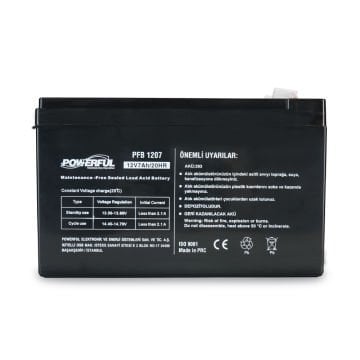 POWERFUL PFB-1207 12V 7AH 20HR BAKIMSIZ KURU TİP AKÜ